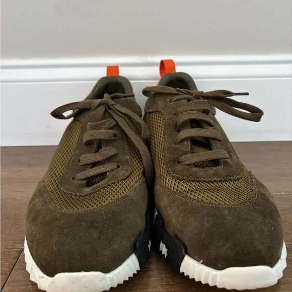 Men's Army green and Orange  Sneakers - Picture 4 of 5